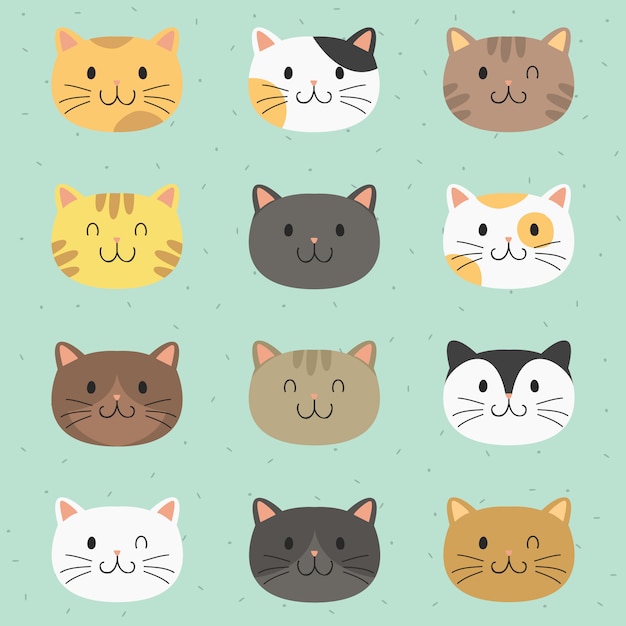 Premium Vector | Cute cats icon vector collection