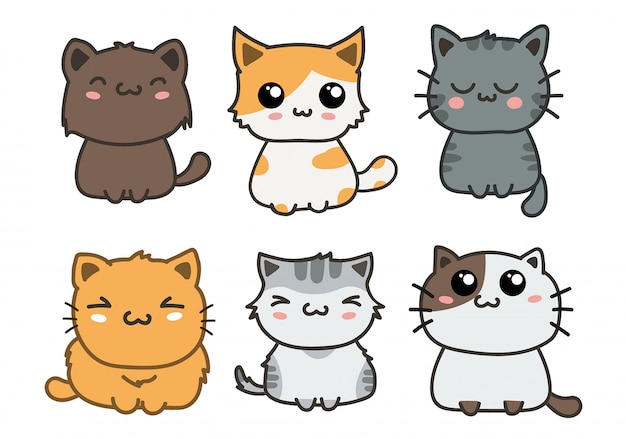 Premium Vector | Cute cats set