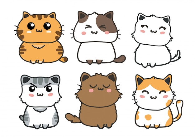 Premium Vector | Cute cats set.