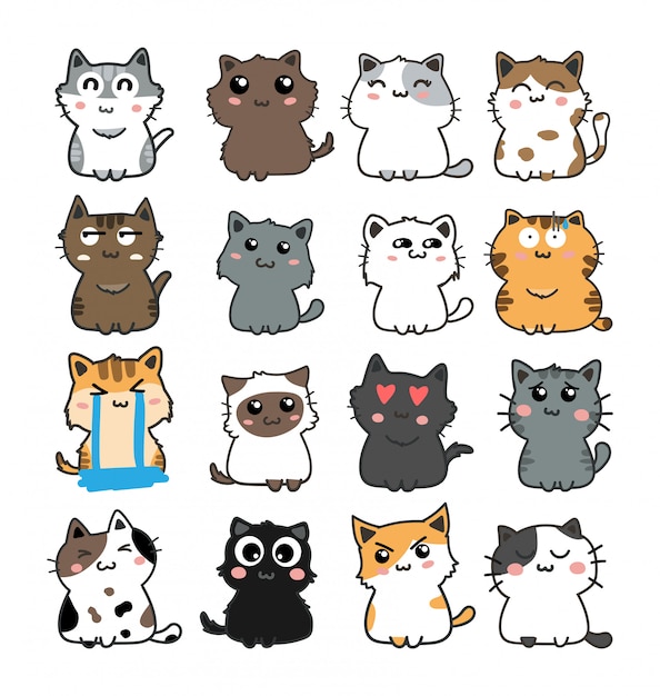 Premium Vector | Cute cats set