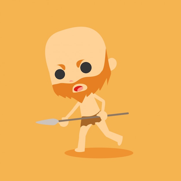 Cute caveman character vector Vector | Premium Download