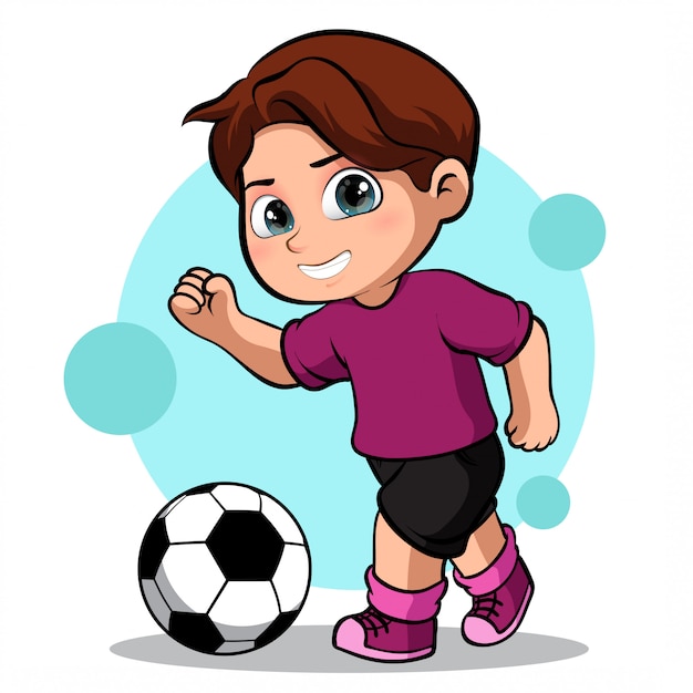 男子サッカー選手のかわいいキャラクター プレミアムベクター