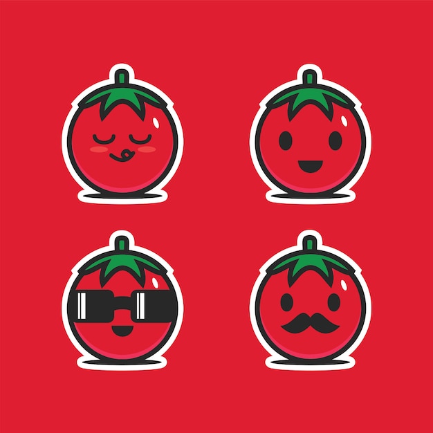 プレミアムベクター かわいいキャラクタートマト野菜