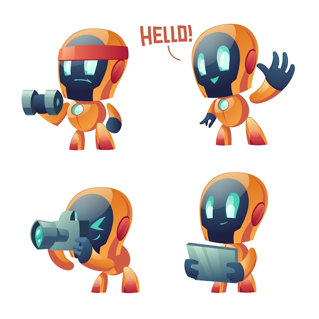 かわいいチャットボット漫画 会話ロボット 無料のベクター