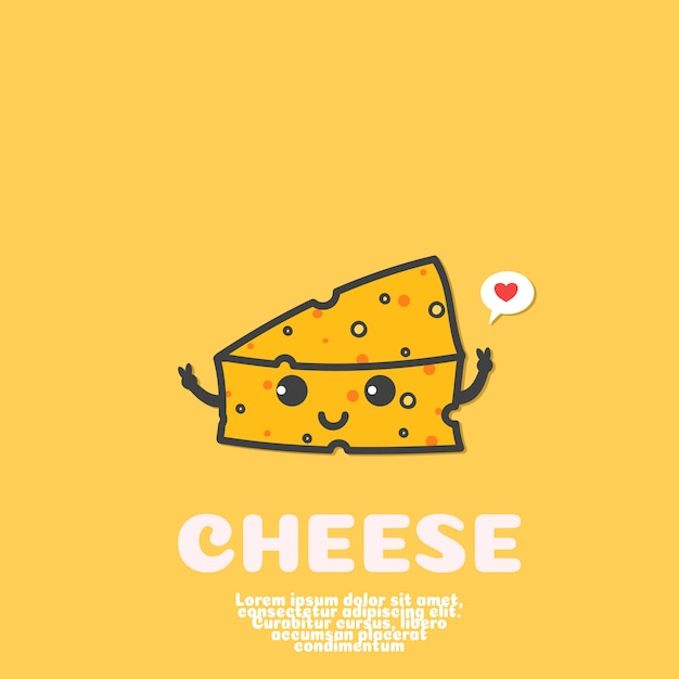 Premium Vector Cute cheese cartoon vector. kawaii food concept.