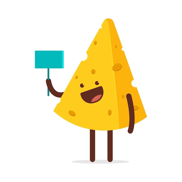 Premium Vector | Cute cheese with empty blank board vector cartoon ...