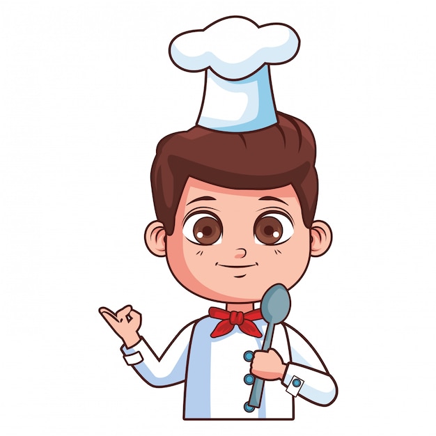 Cute chef boy cartoon Vector | Premium Download