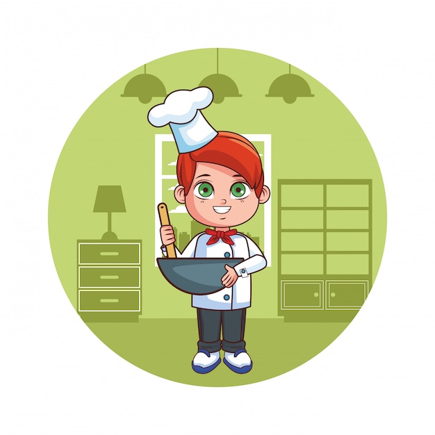 Premium Vector | Cute chef boy cartoon