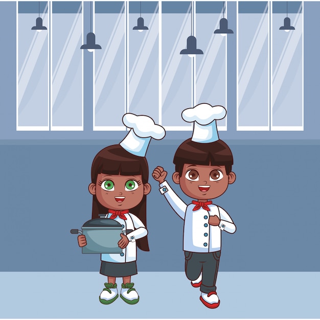 Premium Vector | Cute chef children cartoon