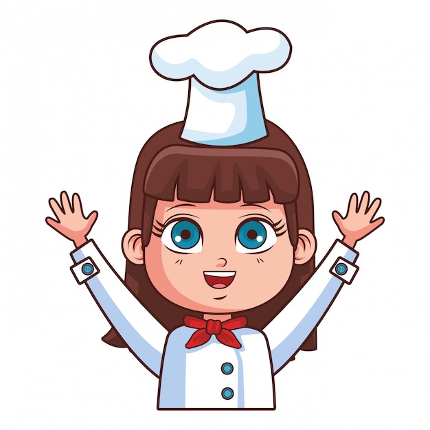 Premium Vector | Cute chef girl cartoon