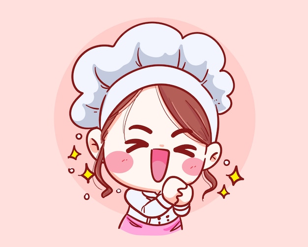 Download Free Cute Chef Girl Smiling Fun Thank You Cartoon Art Illustration Premium Vector Use our free logo maker to create a logo and build your brand. Put your logo on business cards, promotional products, or your website for brand visibility.