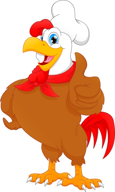 Premium Vector | Cute chef rooster cartoon thumb up