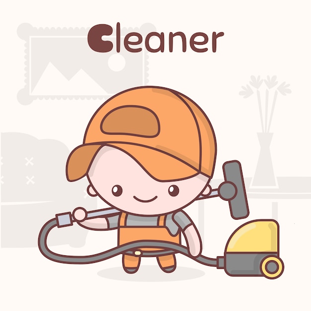 Premium Vector Cute Chibi Kawaii Characters Alphabet Professions