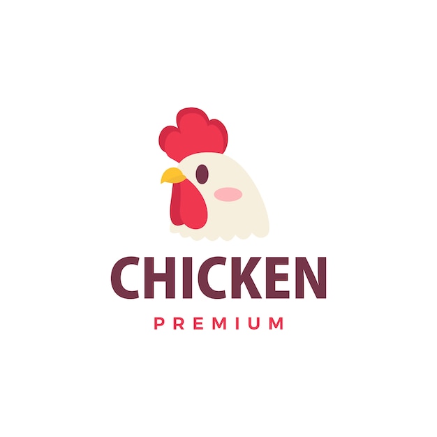 かわいい鶏鶏ロゴアイコンイラスト プレミアムベクター