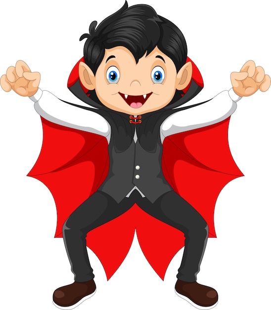 Premium Vector Cute Child In A Halloween Vampire Costume