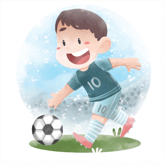 かわいい子サッカー プレミアムベクター