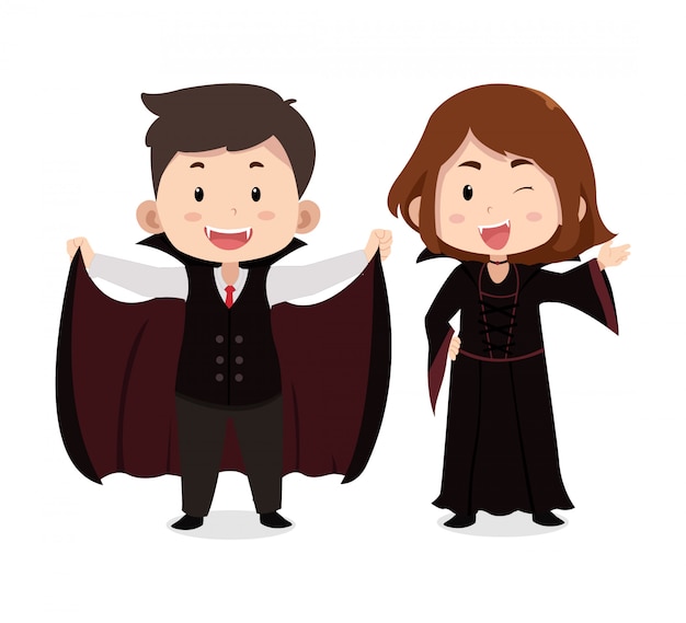 Premium Vector | Cute children characters vampire