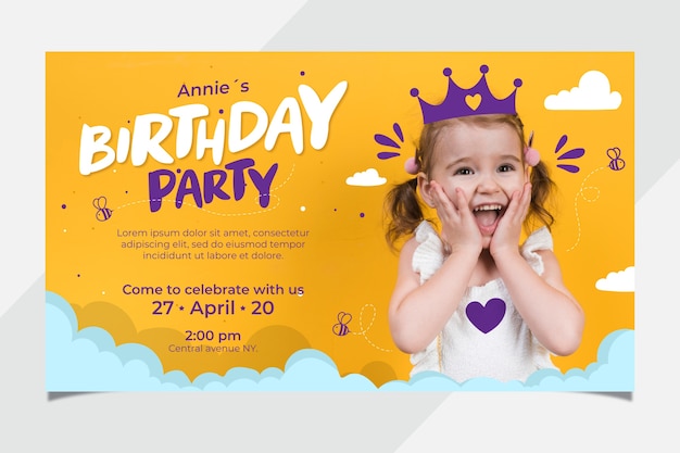 Download Free Vector | Cute children's birthday card template