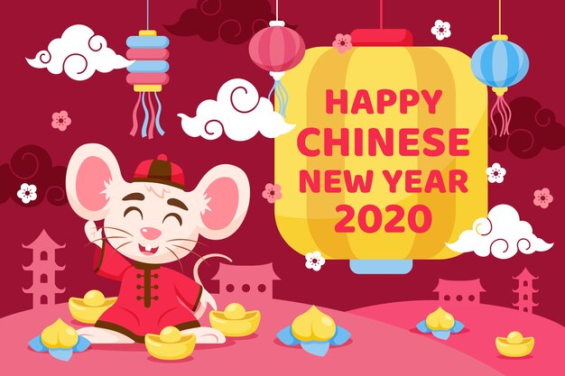 Free Vector | Cute chinese new year in flat design