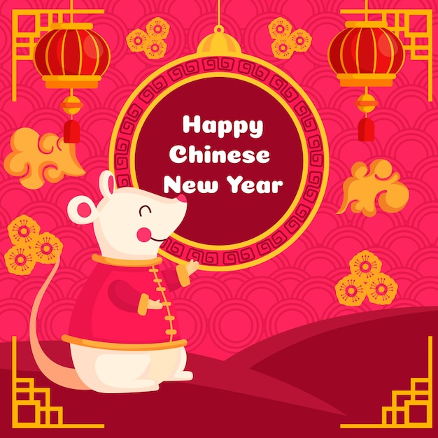 Free Vector | Cute chinese new year in flat design