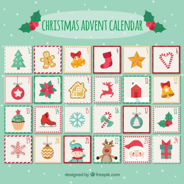Free Vector Cute christmas advent calendar