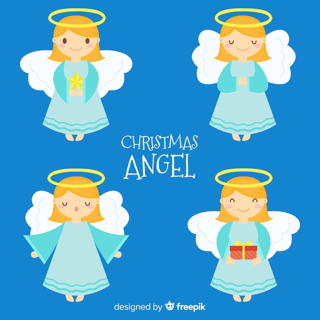 Free Vector | Cute christmas angel collection in flat style