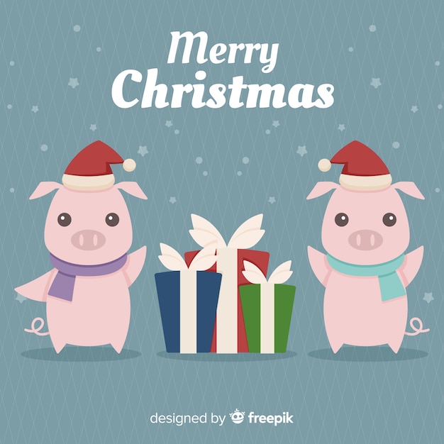 Download Cute christmas animales background Vector | Free Download