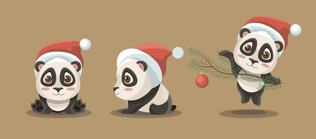 Premium Vector | Cute christmas baby panda