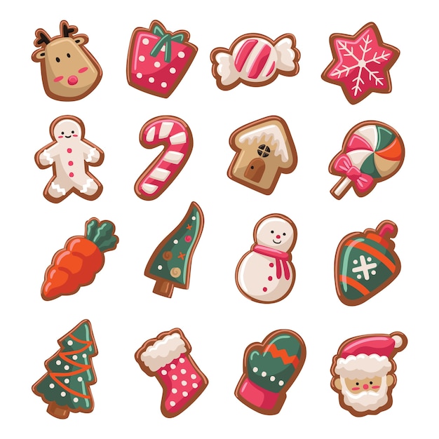 Premium Vector | Cute christmas cookies cartoon style collection