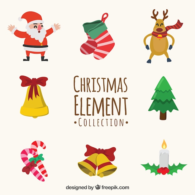 Download Cute christmas element collection | Free Vector