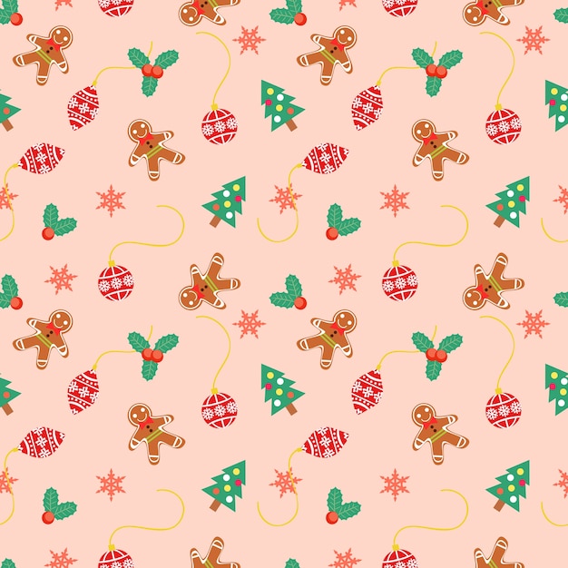 Premium Vector | Cute christmas elements seamless pattern.