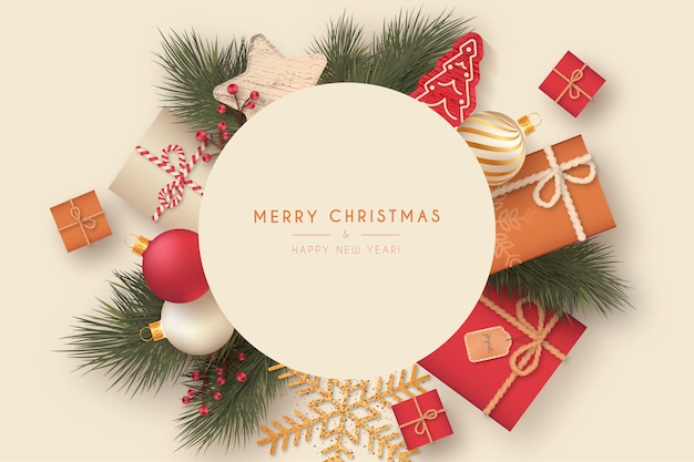 Free Vector | Cute christmas frame with decorative elements