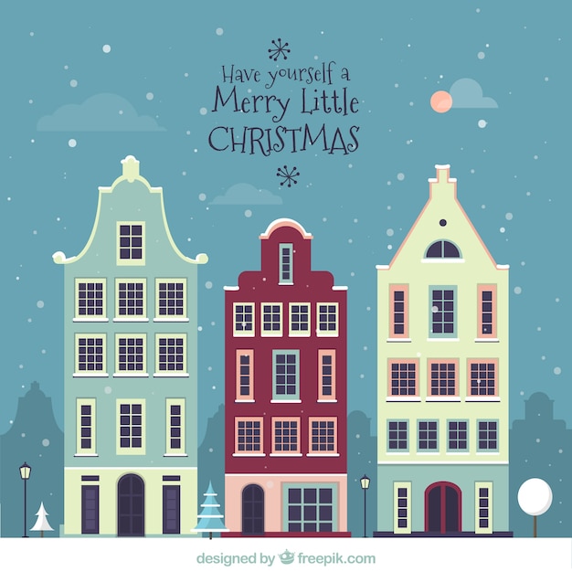Download Cute christmas house facades Vector | Free Download