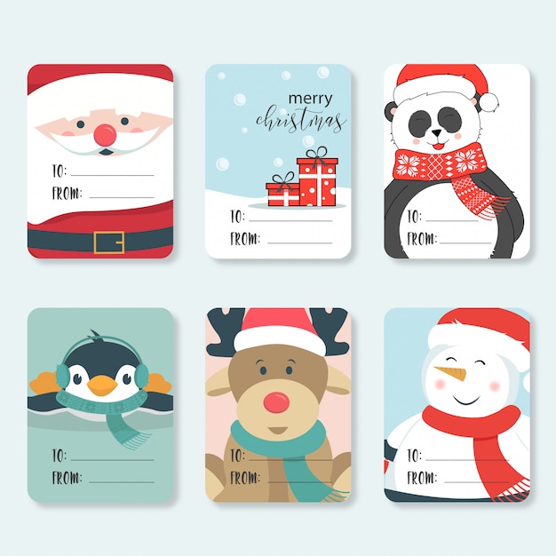 Premium Vector | Cute christmas labels set