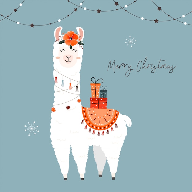 Download Cute christmas llama. | Premium Vector