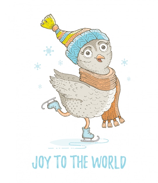 Download Premium Vector | Cute christmas owl, sketch forest bird ...