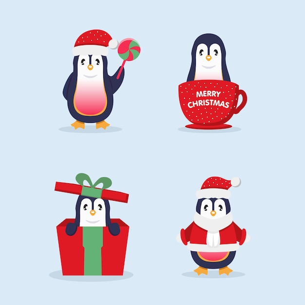 かわいいクリスマスペンギン プレミアムベクター