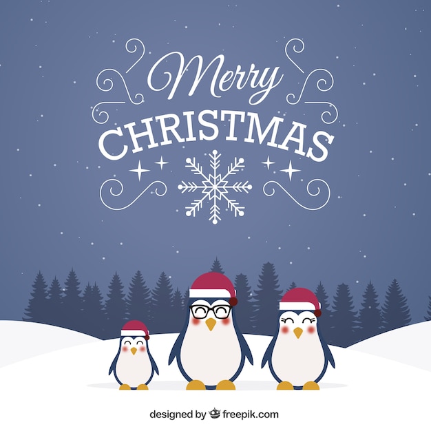 Cute christmas penguins background