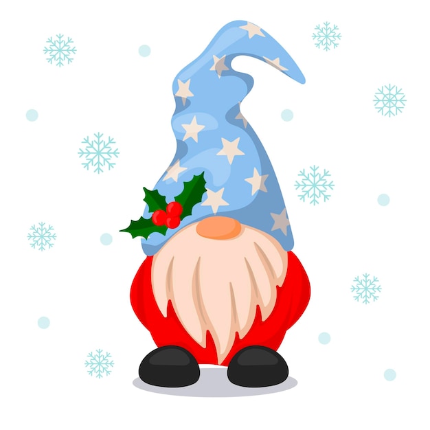 Premium Vector | Cute christmas santa gnome elf. cartoon style illustration