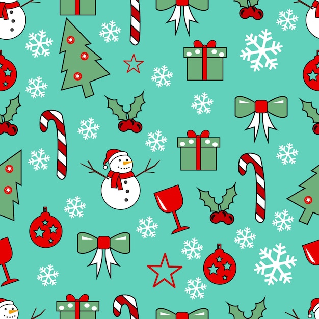 Cute christmas seamless background Vector | Premium Download