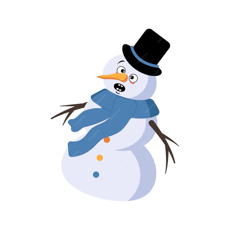 Premium Vector | Cute christmas snowman with emotions in a panic grabs ...