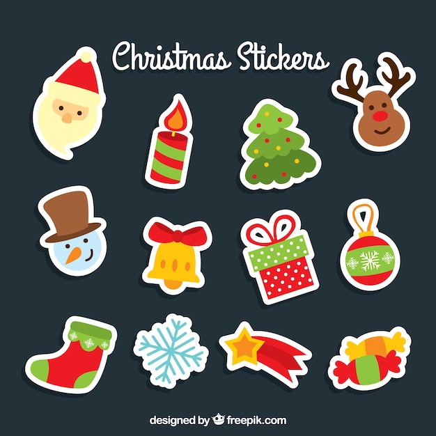 Free Vector Cute christmas stickers
