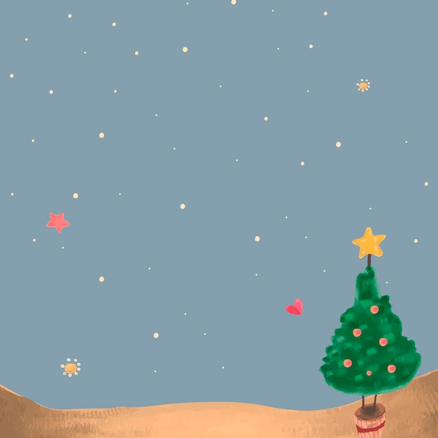 Free Vector | Cute christmas tree at night background