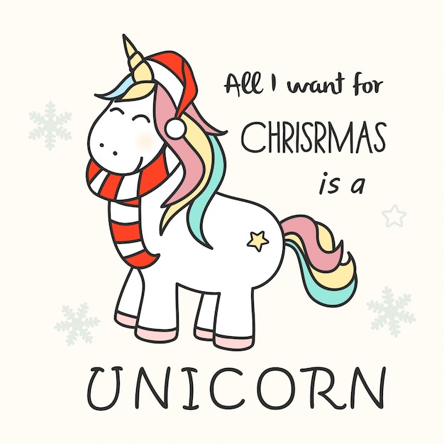 Download Cute christmas unicorn Vector | Premium Download