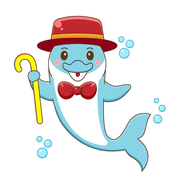 Premium Vector | Cute circus dolphin cartoon