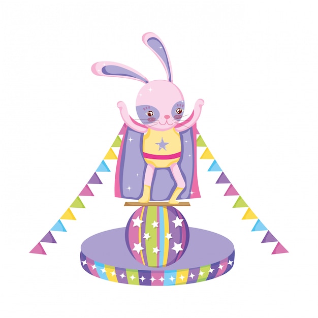 Premium Vector Cute Circus Rabbit With Layer In Balloon