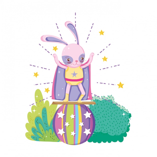 Premium Vector | Cute circus rabbit with layer in balloon