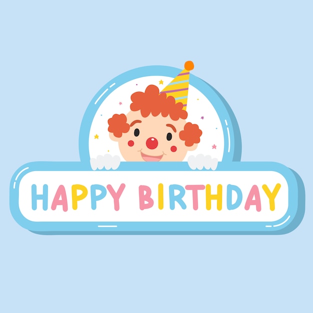 Download Cute clown birthday banner vector | Premium Vector