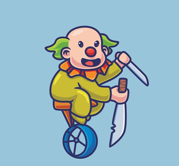 Premium Vector | Cute clown killer bring a sword. isolated cartoon ...