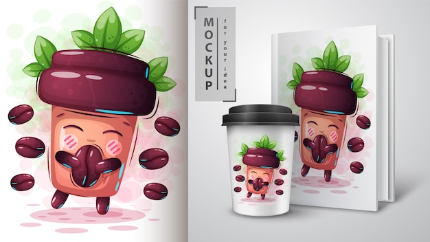 Download Cute coffee cup Vector | Premium Download